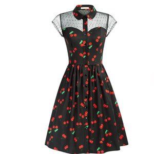 Belle Poque Retro Vintage Cherries Valentine Heart VLV Dress NWT - Size XL